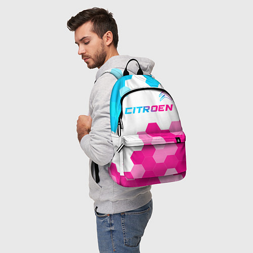 Рюкзак Citroen neon gradient style: символ сверху / 3D-принт – фото 5