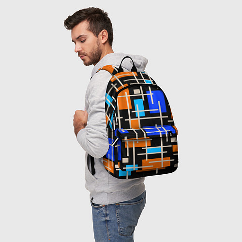 Рюкзак Разноцветная прямоугольная абстракция / 3D-принт – фото 5
