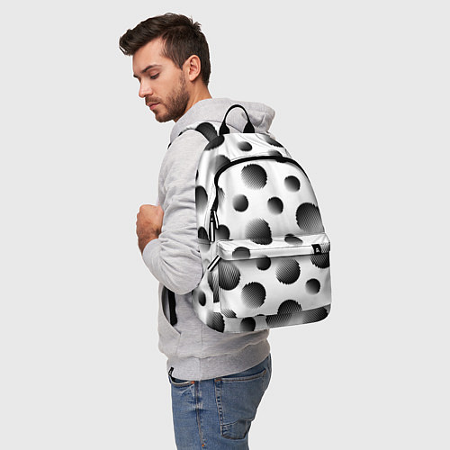 Рюкзак Черные полосатые шары на белом / 3D-принт – фото 5