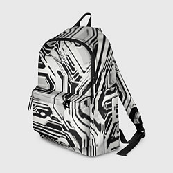 Рюкзак Киберпанк белые полосы на чёрном фоне, цвет: 3D-принт