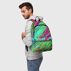Рюкзак Разноцветные брызги зелёные и розовые, цвет: 3D-принт — фото 2