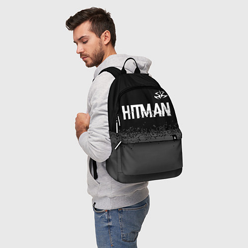 Рюкзак Hitman glitch на темном фоне: символ сверху / 3D-принт – фото 5