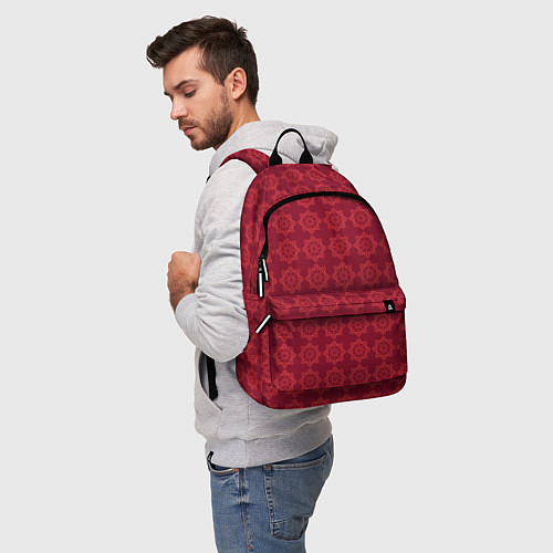 Рюкзак Цветочный стилизованный паттерн бордовый / 3D-принт – фото 5