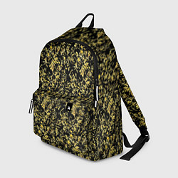 Рюкзак Чёрный с золотыми перьями, цвет: 3D-принт