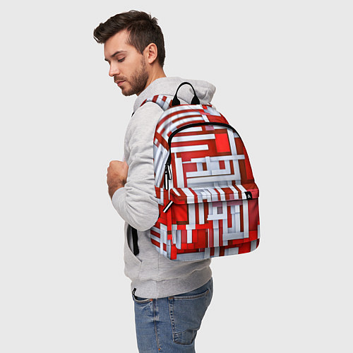 Рюкзак Полосы на красном фоне / 3D-принт – фото 5