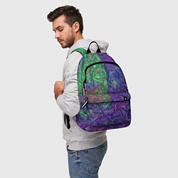 Рюкзак Вьющийся узор фиолетовый и зелёный, цвет: 3D-принт — фото 2