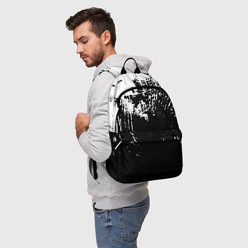Рюкзак Черно-белый гранж текстуры дерева / 3D-принт – фото 5