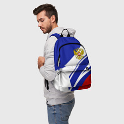 Рюкзак Герб России на абстрактных полосах, цвет: 3D-принт — фото 2
