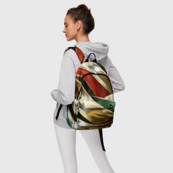 Рюкзак Золотая абстракция с зелеными и красными вставками, цвет: 3D-принт — фото 2