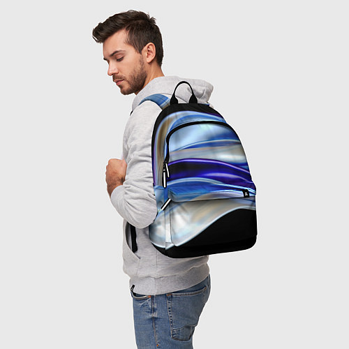 Рюкзак Абстрактные волны синего оттенка / 3D-принт – фото 5