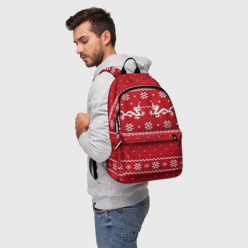 Рюкзак Новогодний свитер с драконами / 3D-принт – фото 5