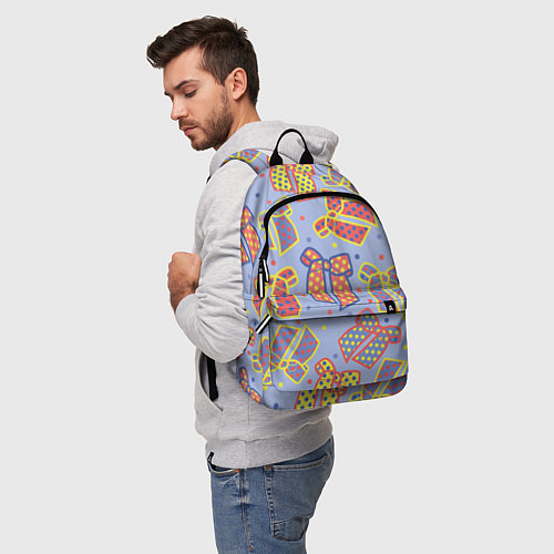 Рюкзак Узор с яркими разноцветными бантами в горошек / 3D-принт – фото 5