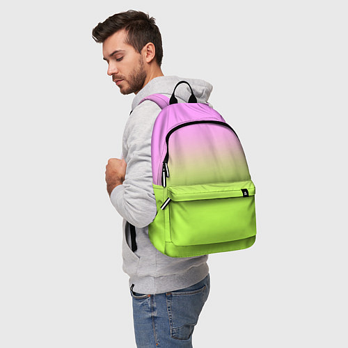 Рюкзак Розовый и ярко-зеленый градиент / 3D-принт – фото 5