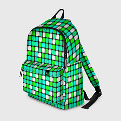 Рюкзак Зелёные и белые квадраты, цвет: 3D-принт