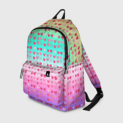 Рюкзак Паттерн сердечки на разноцветном фоне, цвет: 3D-принт