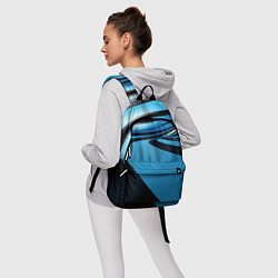 Рюкзак Черная и синяя абстракция в виде волн, цвет: 3D-принт — фото 2