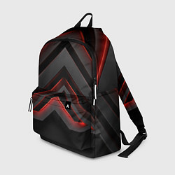 Рюкзак Красные яркие неоновые полосы на черной абстракции, цвет: 3D-принт