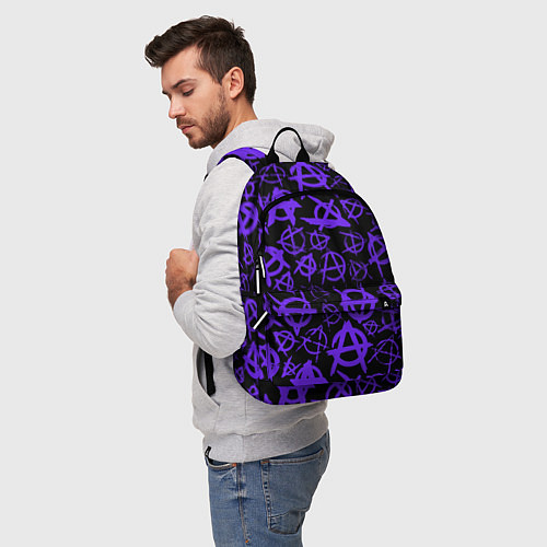 Рюкзак Узор анархия фиолетовый / 3D-принт – фото 5