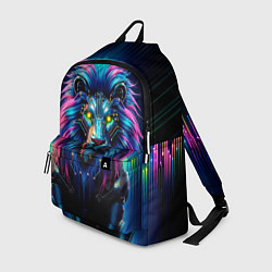 Рюкзак Неоновый лев в стиле киберпанк, цвет: 3D-принт