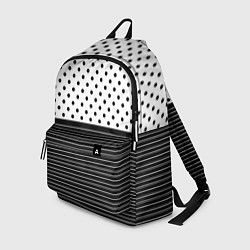 Рюкзак Белый в чёрный горошек с полосами, цвет: 3D-принт