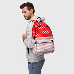 Рюкзак Красно-белый в горошек с полосами, цвет: 3D-принт — фото 2