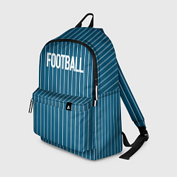 Рюкзак Синий с белым полосатый узор с надписью футбол, цвет: 3D-принт