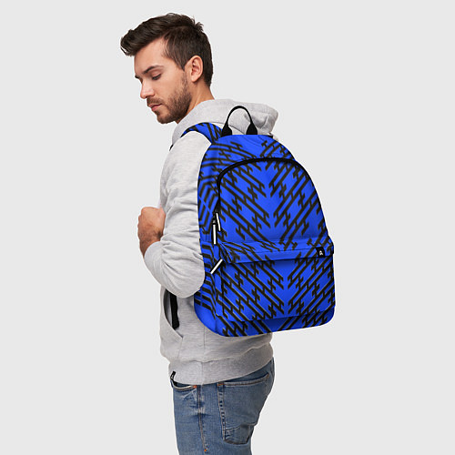 Рюкзак Чёрные полосы на синем фоне / 3D-принт – фото 5