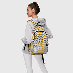 Рюкзак Чёрные и жёлтые полосы на белом фоне, цвет: 3D-принт — фото 2