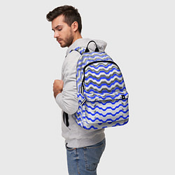 Рюкзак Black and blue stripes on a white background, цвет: 3D-принт — фото 2