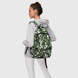 Рюкзак Зеленые листочки на белом фоне, цвет: 3D-принт — фото 2