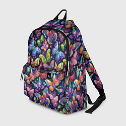 Рюкзак Бабочки в паттерне разноцветный яркий фон, цвет: 3D-принт
