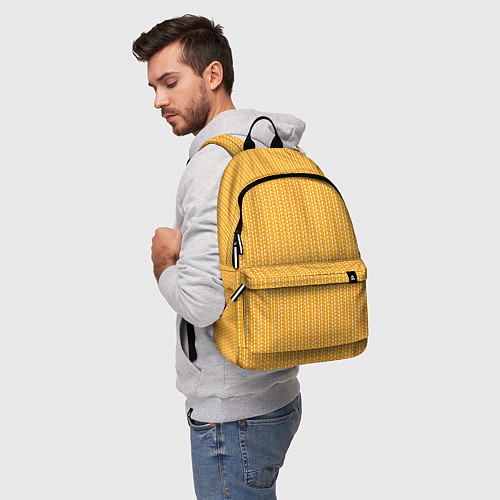 Рюкзак Жёлтый в маленькие белые полосочки / 3D-принт – фото 5