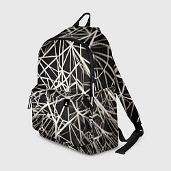 Рюкзак Белые хаотичные линии на чёрном фоне, цвет: 3D-принт