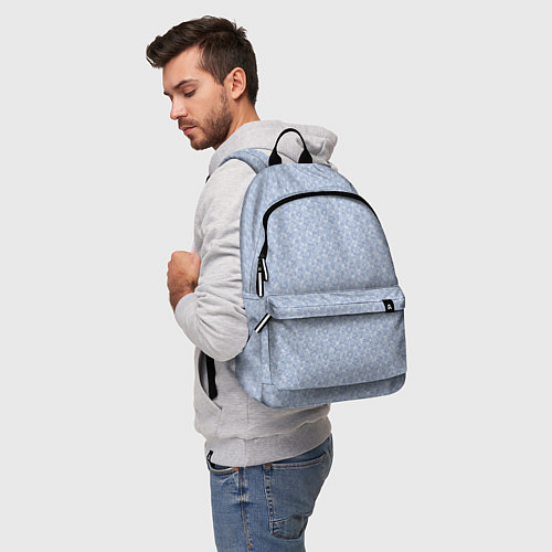 Рюкзак Светлый серо-голубой в мелкий рисунок / 3D-принт – фото 5