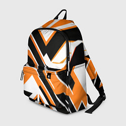 Рюкзак Чёрно-оранжевые широкие линии на белом фоне, цвет: 3D-принт