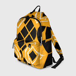 Рюкзак Чёрные квадраты и белые полосы на оранжевом фоне, цвет: 3D-принт