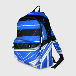 Рюкзак Чёрно-белые полосы на синем фоне, цвет: 3D-принт
