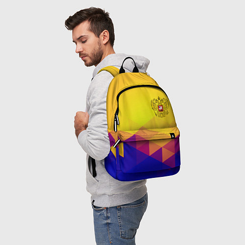 Рюкзак Желтая геометрия - спорт Россия с гербом / 3D-принт – фото 5