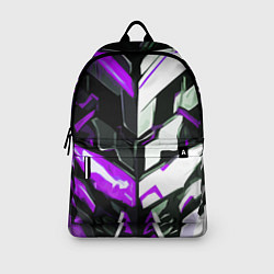Рюкзак Хаотичная фиолетово-белая абстракция на чёрном фон, цвет: 3D-принт — фото 2