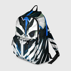 Рюкзак Абстрактный белый череп и синие полосы, цвет: 3D-принт