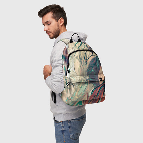 Рюкзак Зелёно-розовый стилизованный абстракция / 3D-принт – фото 5