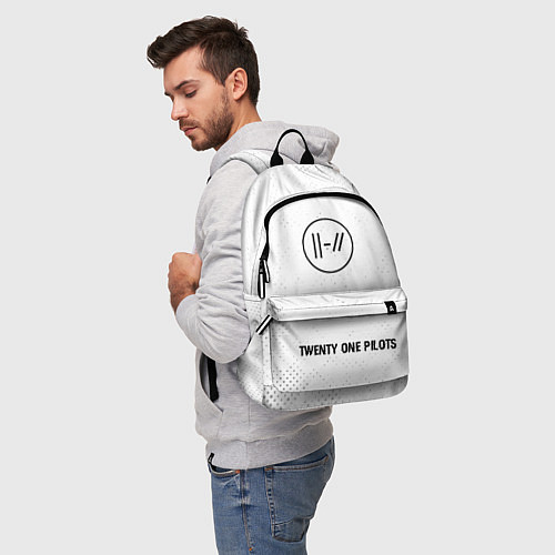 Рюкзак Twenty One Pilots glitch на светлом фоне по-центру / 3D-принт – фото 5