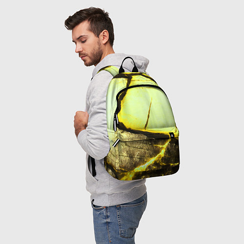 Рюкзак Трещины на абстрактном жёлтом фоне / 3D-принт – фото 5