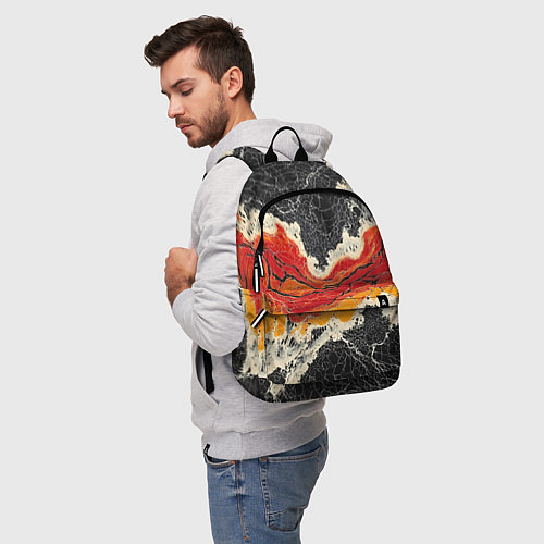 Рюкзак Красно-черная потертая текстура / 3D-принт – фото 5