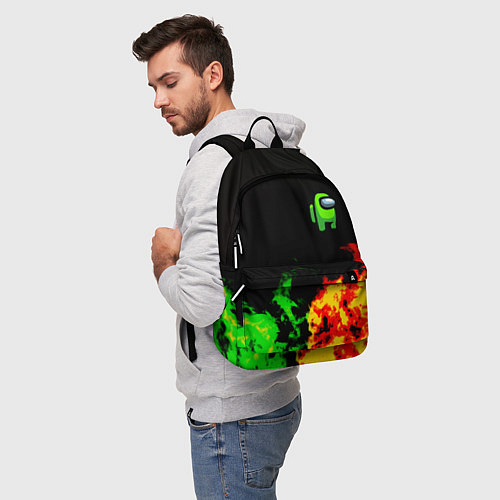 Рюкзак Амонг ас огненная текстура / 3D-принт – фото 5