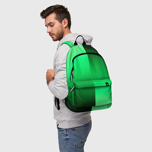 Рюкзак Чёрно-зелёный градиент пополам / 3D-принт – фото 5
