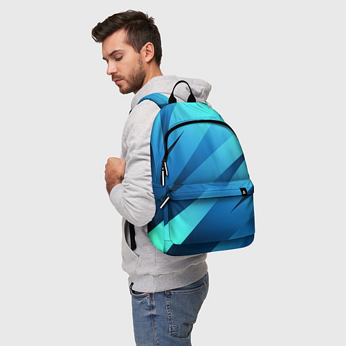 Рюкзак Сине-голубой абстрактные полосы / 3D-принт – фото 5