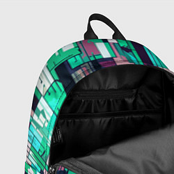 Рюкзак Абстракция бирюзовый с розовым геометричный, цвет: 3D-принт — фото 2