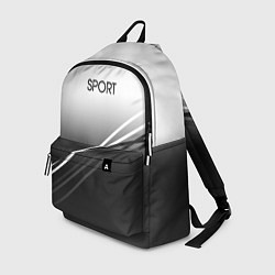 Рюкзак Sport градиент из белого в серый с полосами, цвет: 3D-принт