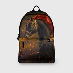 Рюкзак Черная лошадь с красной гривой - огненные частицы, цвет: 3D-принт — фото 2